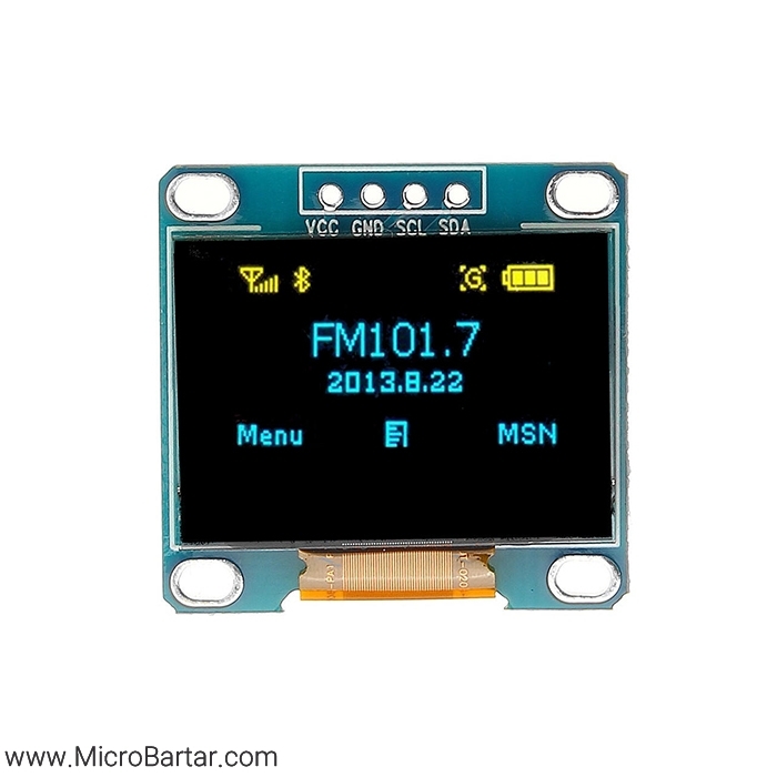 OLED-128x64-0.96-inch نمایشگر OLED 128*64 آبی-زرد I2C - Image 1