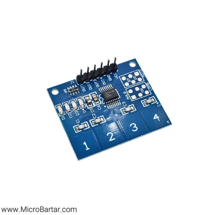 arduino-touch-pad-matrix-1-4-ttp224 ماژول تاچ پد 1x4 کاراکتری Arduino Touch Pad Matrix تراشه TTP224 - Image 1