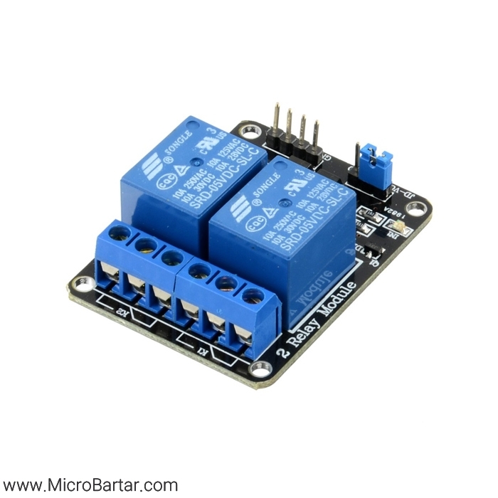 Relay-5V-10A-2CH-Module ماژول رله 5 ولت 10 آمپر 2 کاناله - Image 1