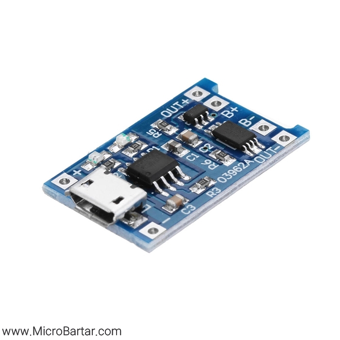 TP4056-With-Protection-Module ماژول شارژر باتری لیتیومی TP4056 همراه با مدار حفاظت - Image 1