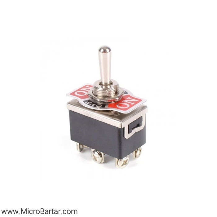 DPDT-ON-OFF-ON-Toggle-Switch-6pin کلید کلنگی 6 پین 3 حالته بزرگ - Image 1
