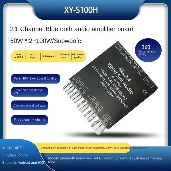 آمپلی فایر بلوتوث دار XY-S100H دارای کانال های 100+50*2 وات - Image 4